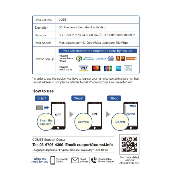 画像4: COMSTプリペイド5G/4Gデータ専用SIM 20GB/30日 (4)